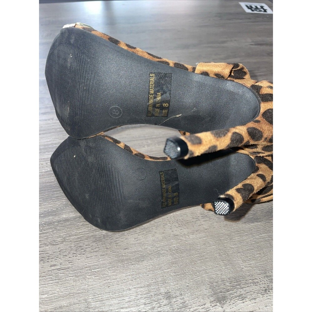 Wild Diva Lounge Morrina-01 Leopard Clear Strap Lace Up High Heels Size 8 - Picture 7 of 8